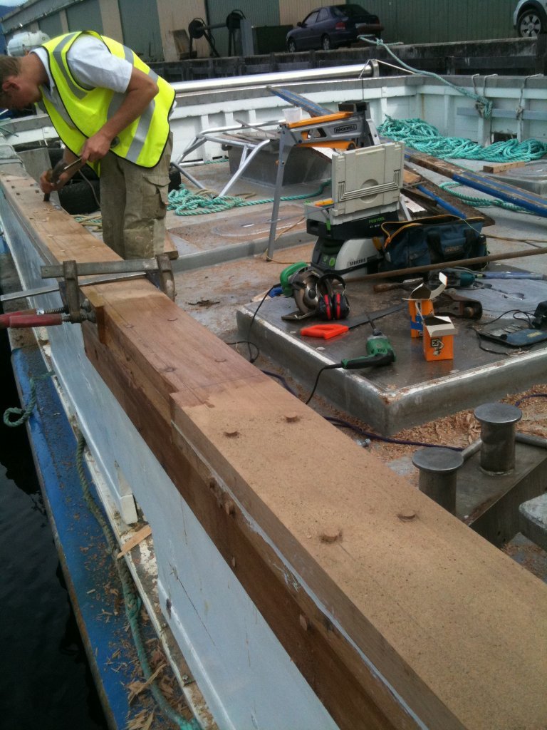 repairing bulwarks on a 65' commercial vessel